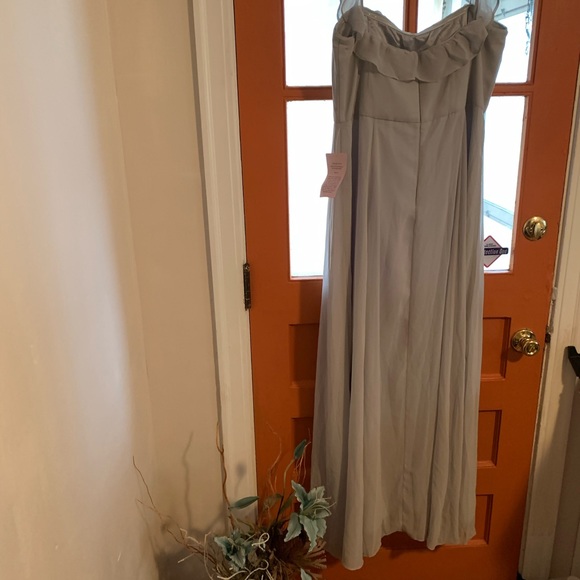 Anthropology BHLDN soft grey elegant  Chiffon dress NWT S 16 - Picture 1 of 16